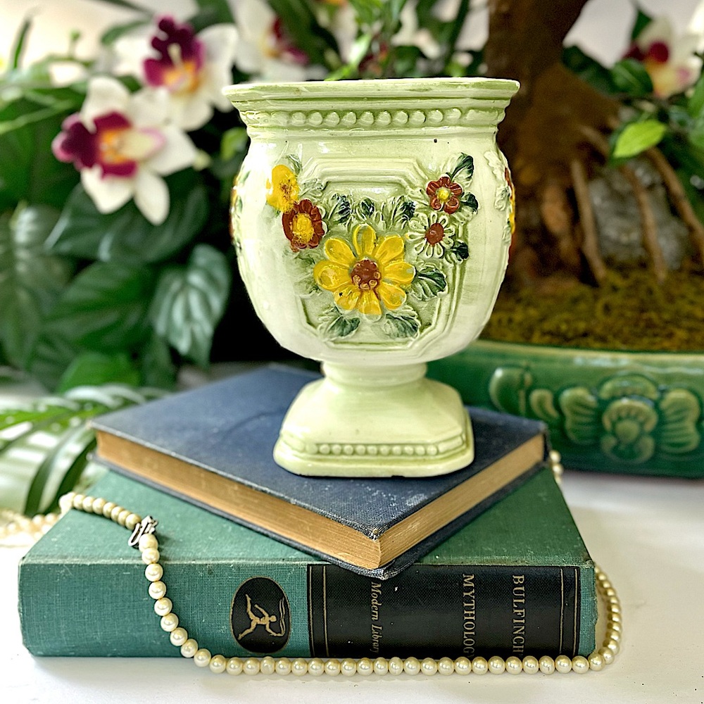 Mid-Century Rubens Original Floral Morif Majolica Planter